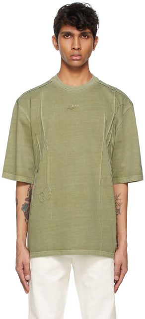 ADER error Khaki Needle Logo T-Shirt - Erreur adertive Khaki aiguille logo T-shirt - Ader 오류 Khaki 바늘 로고 티셔츠
