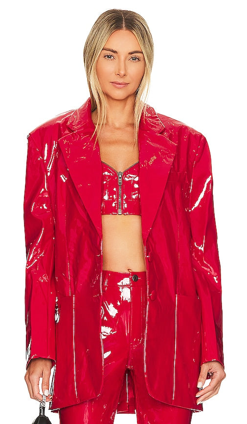 Valentino Patent Leather Jacket in Red