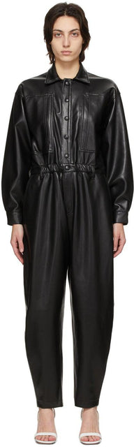 AGOLDE Black Vegan Leather '80s Jumpsuit - Jumpsuit des années 80 des années 80 de Agolde - Agolde Black Vegan Leather '80S Jumpsuit.