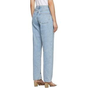 AGOLDE Blue Baggy Mid Rise Pleated Oversized Jeans BlackSkinny