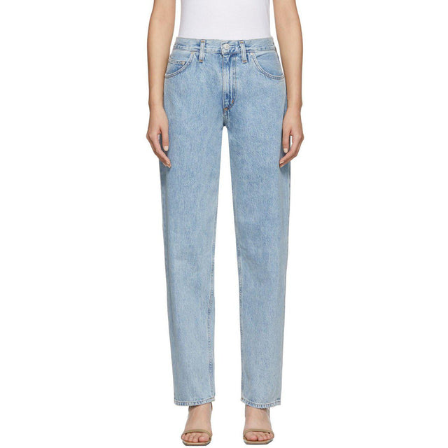 AGOLDE Blue Baggy Mid Rise Pleated Oversized Jeans