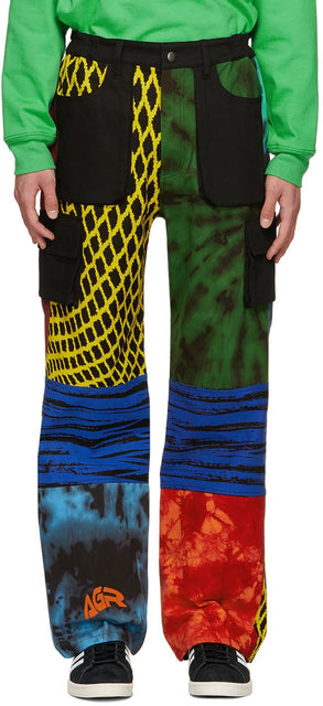 AGR SSENSE Exclusive Multicolor Hand-Printed Cargo Pants - Pantalon de chargement imprimé à la main exclusive d'AGR Ssense - AGR SSENSE 독점 다색 수작업화물 바지