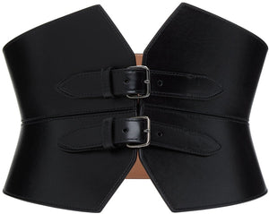 ALAÃA Black Double Buckle Corset Belt - Alaã une ceinture corset double boucle noire - AlaÃ 블랙 더블 버클 코르 셋 벨트