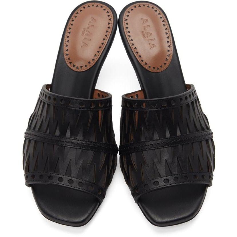ALAÃA Black Openwork Decoupe Sandals