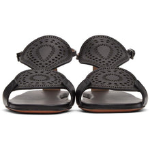 ALAÃA Black Plastron Openwork Flat Sandals