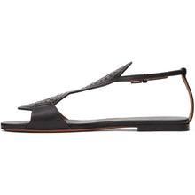 ALAÃA Black Plastron Openwork Flat Sandals
