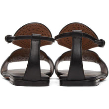 ALAÃA Black Plastron Openwork Flat Sandals