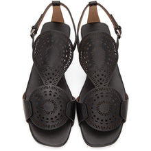 ALAÃA Black Plastron Openwork Flat Sandals