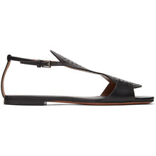 ALAÃA Black Plastron Openwork Flat Sandals - Alaã une sandales plates à plastron noir - AlaÃ 블랙 플라스 트론 Openwork 플랫 샌들