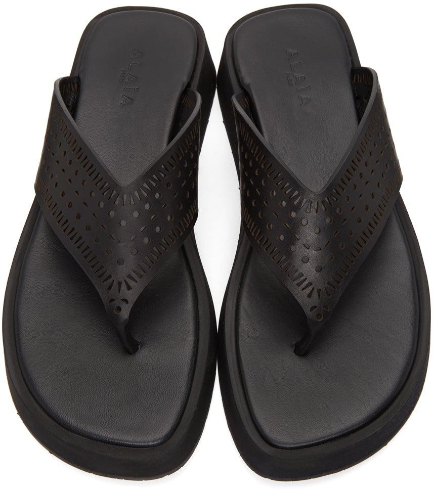 ALAÃA Black Vienne Plastron Platform Sandals