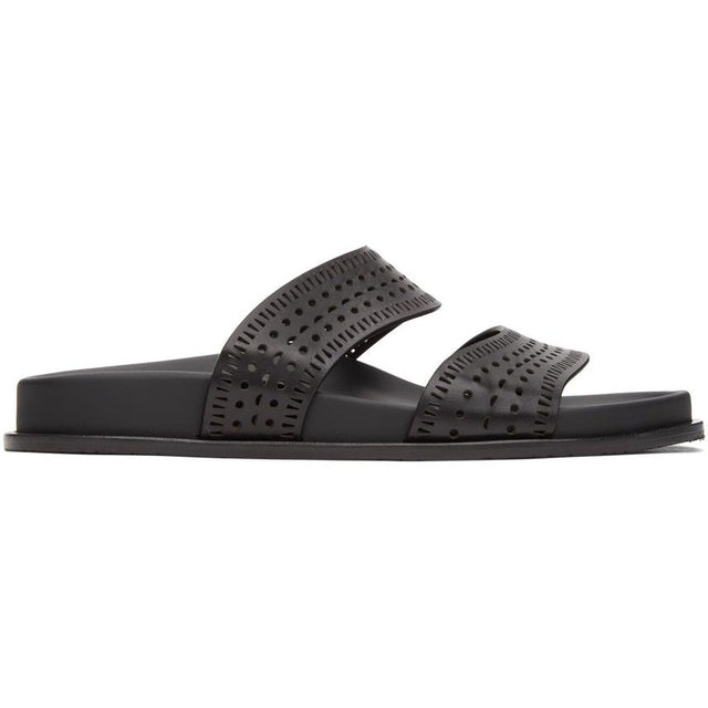 ALAÃA Black Vienne Vague Flat Mules - Alaã une Vienne Black Vienne vague mulets plates - AlaÃ 흑인 비엔날린 모호한 플랫