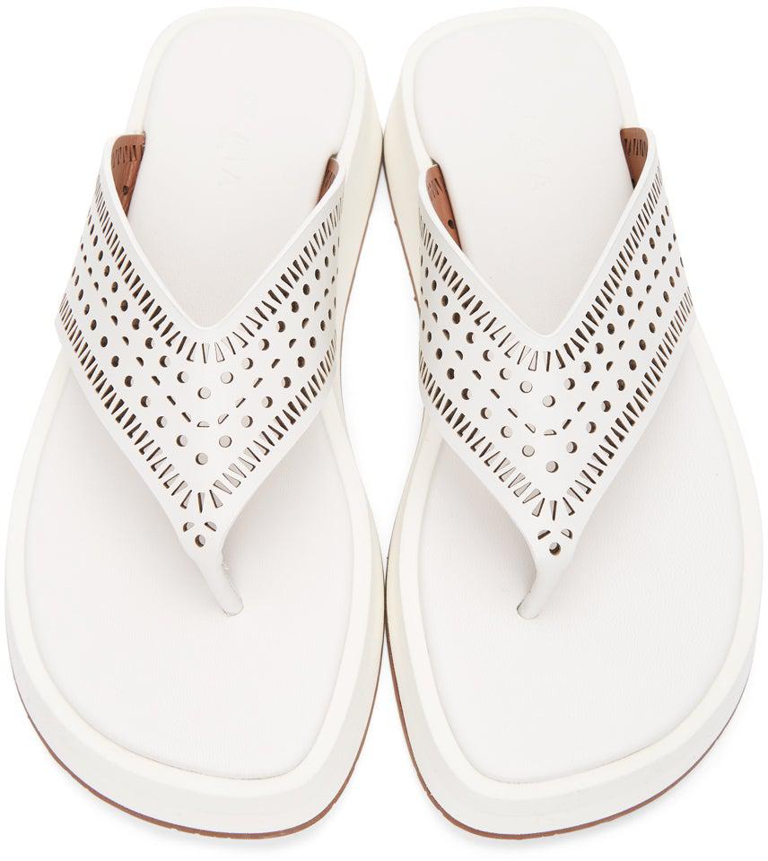 ALAÃA White Vienne Plastron Platform Sandals