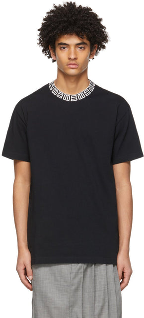 AMBUSH Black Monogram Rib Collar T-Shirt - T-shirt à col rib en embuscade de monogramme noire - 매복 블랙 모노그램 리브 칼라 티셔츠
