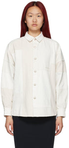AMBUSH Off-White Denim Patchwork Shirt - Chemise patchwork denim blanc cassé en embuscade - 화이트 오프 화이트 데님 패치 워크 셔츠를 매복하십시오