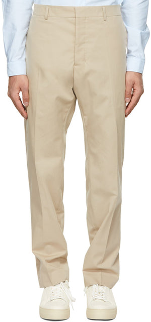 AMI Alexandre Mattiussi Beige Cigarette Fit Trousers - Pantalon AMI Alexandre Mattiussi Beige Fit - Ami Alexandre Mattiussi 베이지 색 담배 적합 바지
