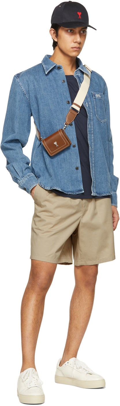 AMI Alexandre Mattiussi Beige Elasticized Waist Bermuda Shorts