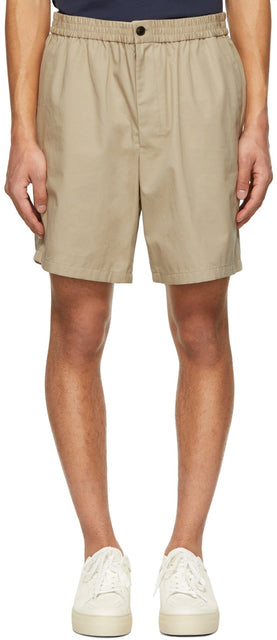 AMI Alexandre Mattiussi Beige Elasticized Waist Bermuda Shorts - AMI Alexandre Mattiussi Beige Taille élastiquée Bermuda Shorts - Ami Alexandre Mattiussi Beige Elastiped 허리 버뮤다 반바지