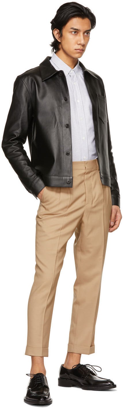 AMI Alexandre Mattiussi Beige Tropical Wool Carrot Fit Trousers