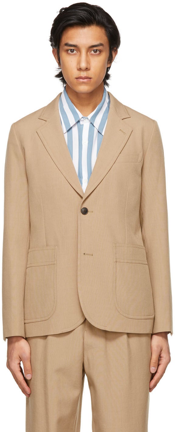 AMI Alexandre Mattiussi Beige Two-Button Blazer – BlackSkinny