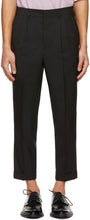 AMI Alexandre Mattiussi Black Tropical Wool Carrot Fit Trousers - AMI Alexandre Mattiussi Black Tropical Laine Carotte Fit Pantalon - Ami Alexandre Mattiussi 검은 열대 양모 당근 맞는 바지
