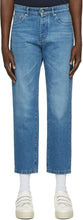 AMI Alexandre Mattiussi Blue Tapered Fit Jeans - Ami Alexandre Mattiussi Blue Fit Fit Jeans - Ami Alexandre Mattiussi 블루 테이퍼에 맞는 청바지입니다