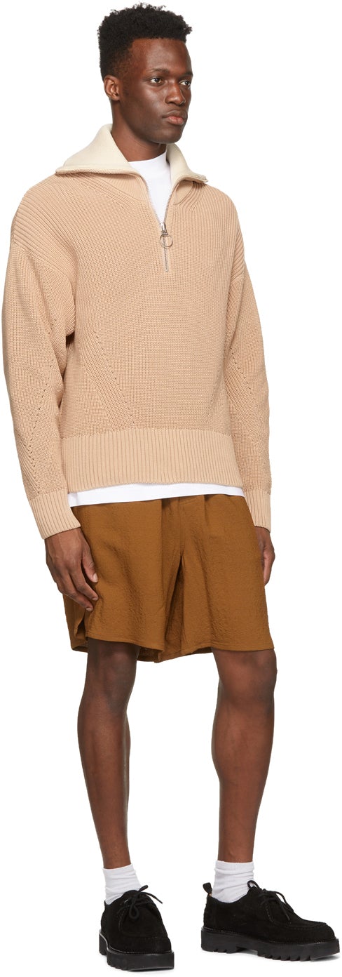 AMI Alexandre Mattiussi Brown Elasticized Waist Shorts