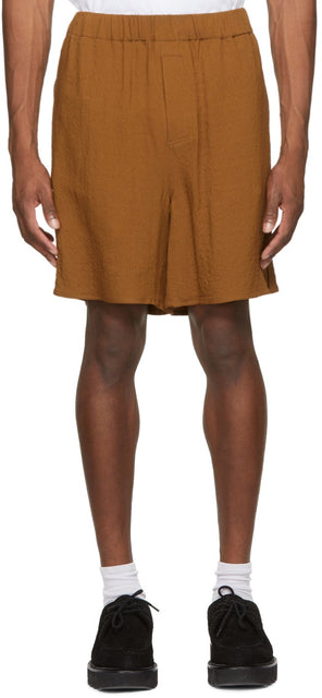 AMI Alexandre Mattiussi Brown Elasticized Waist Shorts - AMI Alexandre Mattiussi Brown Taille élastiquée Brown - Ami Alexandre Mattiussi Brown Relastized 허리 반바지