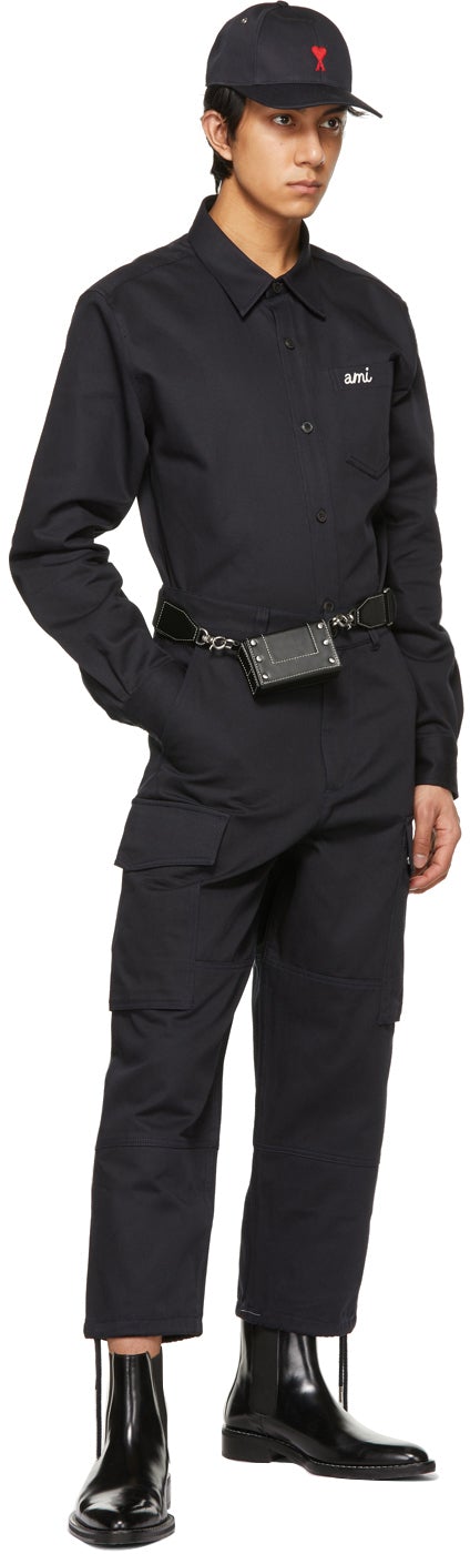 AMI Alexandre Mattiussi Navy Buttoned Overshirt