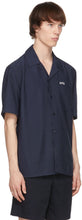 AMI Alexandre Mattiussi Navy Camp Collar 'Ami' Short Sleeve Shirt