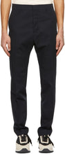 AMI Alexandre Mattiussi Navy Cigarette Fit Trousers - AMI Alexandre Mattiussi Navy Cigarette Fit Pantalon - Ami Alexandre Mattiussi 해군 담배 적합 바지