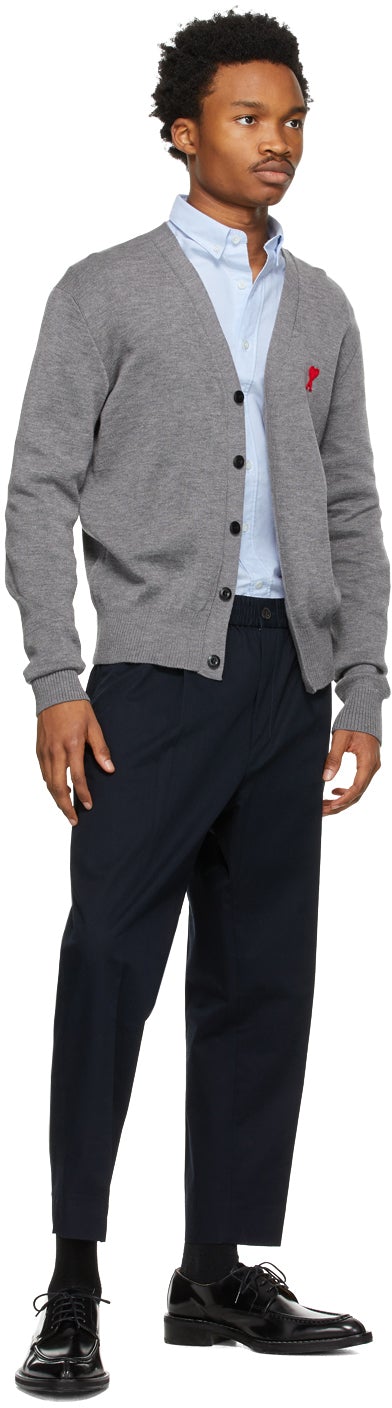 AMI Alexandre Mattiussi Navy Cropped Elasticized Waist Trousers