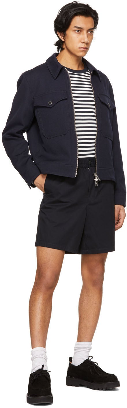 AMI Alexandre Mattiussi Navy Elasticized Waist Bermuda Shorts