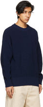 AMI Alexandre Mattiussi Navy Ribbed Boxy Sweater