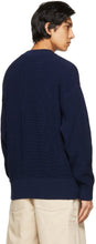 AMI Alexandre Mattiussi Navy Ribbed Boxy Sweater
