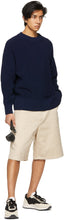 AMI Alexandre Mattiussi Navy Ribbed Boxy Sweater
