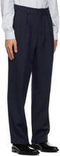 AMI Alexandre Mattiussi Navy Wide Fit Pleated Trousers