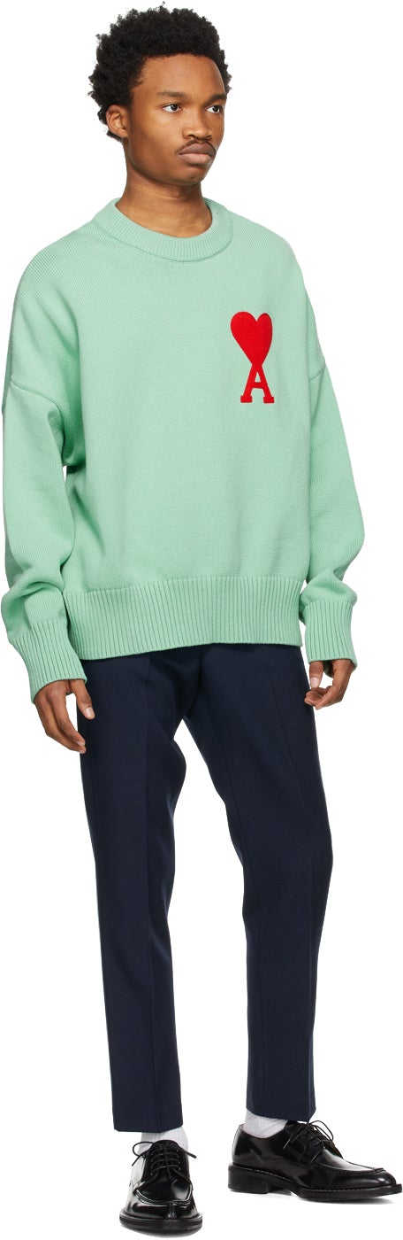 AMI Alexandre Mattiussi Navy Wool Carrot Fit Trousers