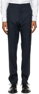 AMI Alexandre Mattiussi Navy Wool Cigarette Trousers - Pantalon de cigarettes de laine de laine bleu marine Ami Alexandre Mattiussi - Ami Alexandre Mattiussi 해군 양모 담배 바지