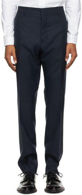 AMI Alexandre Mattiussi Navy Wool Cigarette Trousers - Pantalon de cigarettes de laine de laine bleu marine Ami Alexandre Mattiussi - Ami Alexandre Mattiussi 해군 양모 담배 바지