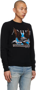 AMIRI Black Cashmere Eagle Intarsia Sweater