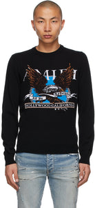AMIRI Black Cashmere Eagle Intarsia Sweater - Pull d'Intarsia Eagle Aigle d'Aigle Noir Amiri Noir - 아미리 블랙 캐시미어 독수리 intarsia 스웨터