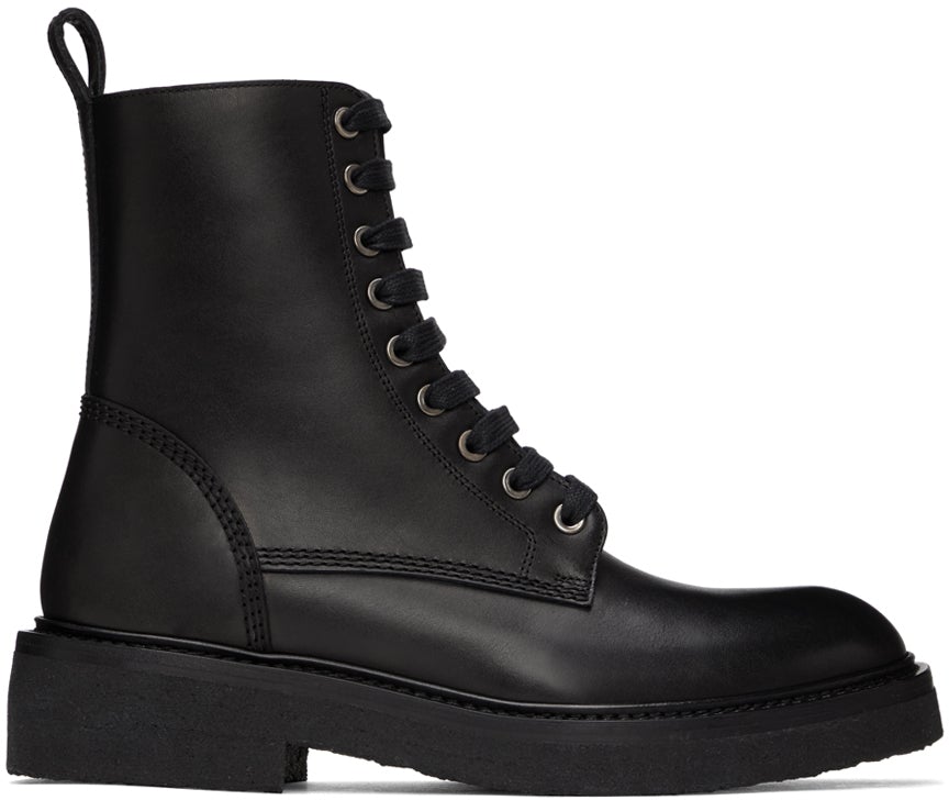 AMIRI Black Crepe Sole Combat Boots - Bottes de combat à semelle noire d'Amiri Black Crepe - 아미리 블랙 크레페 단독 장화