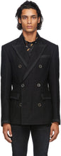 AMIRI Black Wool BouclÃ© Double-Breasted Blazer - Blazer à double boutonnage de laine noire Amiri - 아미리 블랙 양모 BouclÃ © 더블 브레스트 블레이저