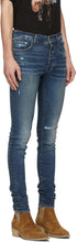 AMIRI Blue Denim Slit Knee Jeans