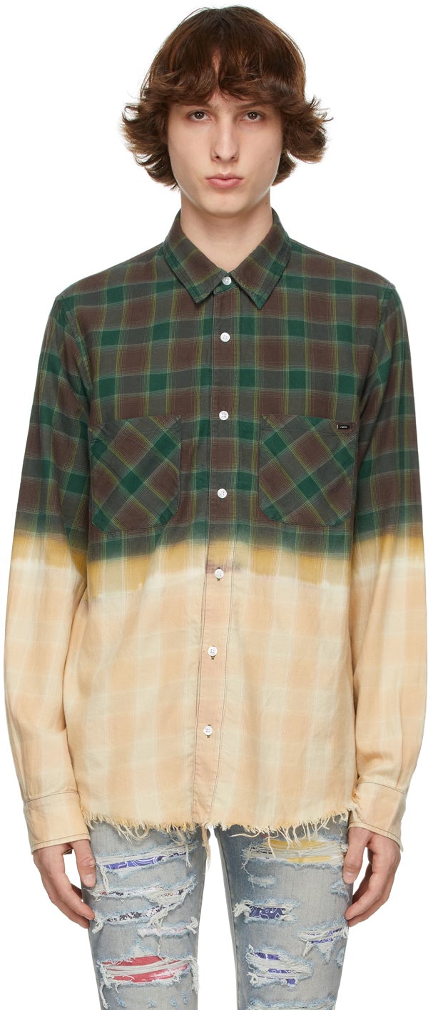 AMIRI Green Plaid Bleached Shadow Shirt - Chemise ombre blanchie à carreaux verts Amiri - 아미리 그린 격자 무늬 표백 된 그림자 셔츠