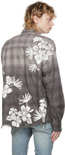 AMIRI Grey Bleach Floral Plaid Shirt