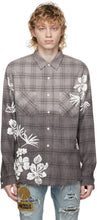AMIRI Grey Bleach Floral Plaid Shirt - Chemise à carreaux floral d'eau de Javel gris Amiri - 아미리 그레이 표백제 꽃 격자 무늬 셔츠