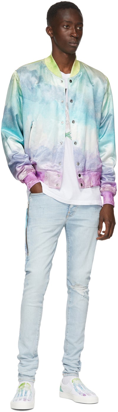 AMIRI Multicolor Silk Watercolor Bomber Jacket