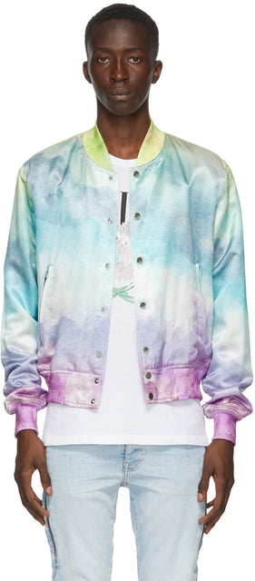 AMIRI Multicolor Silk Watercolor Bomber Jacket - Veste bombardière aquarelle de soie multicolore Amiri - 아미리 멀티 컬러 실크 수채화 폭격기 자켓
