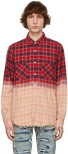 AMIRI Red Plaid Bleached Shadow Shirt - Chemise ombre blanchie à carreaux rouge amiri - 아미리 붉은 색 격자 표백 된 그림자 셔츠